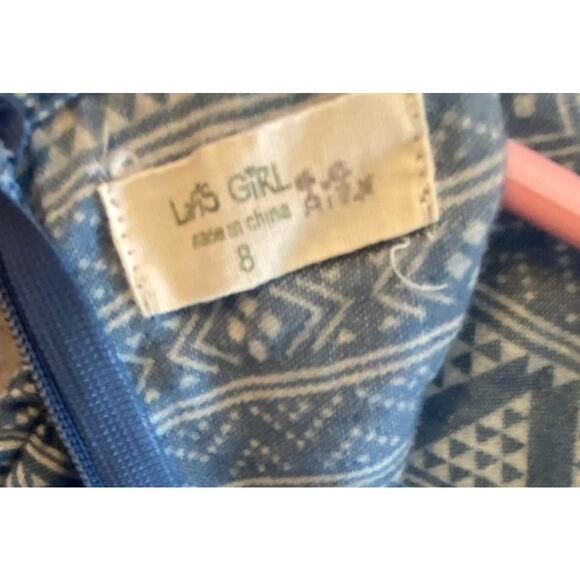 Lafi’s Girl Blue Patterned Lightweight Sleeveless Fit & Flare Dress Size 8 - Picture 3 of 4